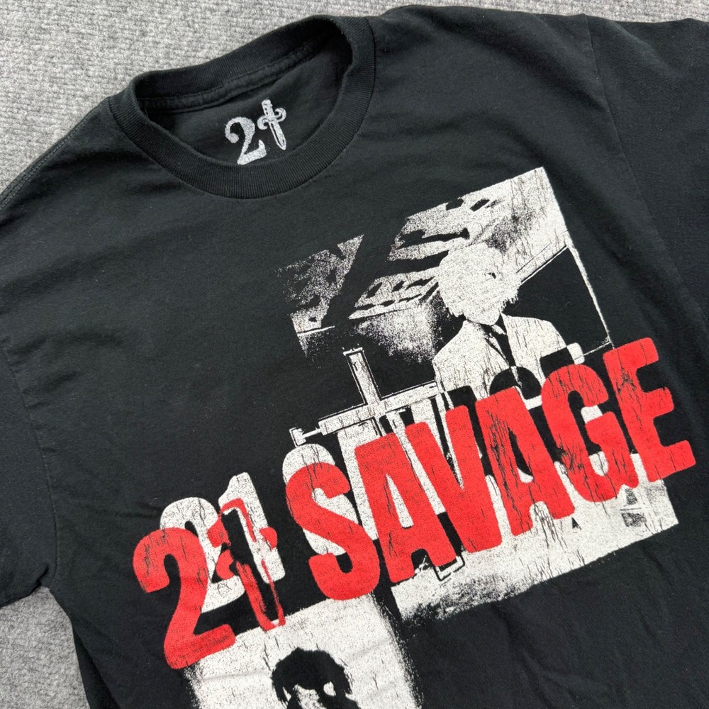 21 Savage‎ T-Shirt Medium Black American Dream Graphic Rap Tee Men's